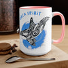 Orca Whale Tribal Spirit Blue Ink Art Two-Tone Coffee Mugs 15Oz Mug