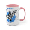 Orca Whale Tribal Spirit Blue Ink Art Two-Tone Coffee Mugs 15Oz Mug