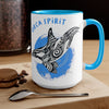 Orca Whale Tribal Spirit Blue Ink Art Two-Tone Coffee Mugs 15Oz Mug