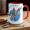 Orca Whale Tribal Spirit Blue Ink Art Two-Tone Coffee Mugs 15Oz Mug