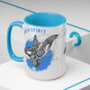 Orca Whale Tribal Spirit Blue Ink Art Two-Tone Coffee Mugs 15Oz Mug