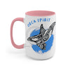Orca Whale Tribal Spirit Blue Ink Art Two-Tone Coffee Mugs 15Oz / Pink Mug