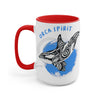 Orca Whale Tribal Spirit Blue Ink Art Two-Tone Coffee Mugs 15Oz / Red Mug