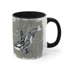 Orca Whale Tribal Spirit Grey Green Evergreen Ink Art Accent Coffee Mug 11Oz