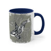 Orca Whale Tribal Spirit Grey Green Evergreen Ink Art Accent Coffee Mug 11Oz