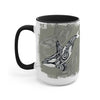 Orca Whale Tribal Spirit Grey Green Evergreen Ink Art Two-Tone Coffee Mugs 15Oz / Black Mug