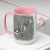 Orca Whale Tribal Spirit Grey Green Evergreen Ink Art Two-Tone Coffee Mugs 15Oz Mug
