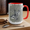 Orca Whale Tribal Spirit Grey Green Evergreen Ink Art Two-Tone Coffee Mugs 15Oz Mug