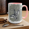 Orca Whale Tribal Spirit Grey Green Evergreen Ink Art Two-Tone Coffee Mugs 15Oz Mug