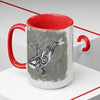 Orca Whale Tribal Spirit Grey Green Evergreen Ink Art Two-Tone Coffee Mugs 15Oz Mug