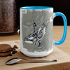Orca Whale Tribal Spirit Grey Green Evergreen Ink Art Two-Tone Coffee Mugs 15Oz Mug