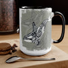 Orca Whale Tribal Spirit Grey Green Evergreen Ink Art Two-Tone Coffee Mugs 15Oz Mug