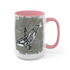 Orca Whale Tribal Spirit Grey Green Evergreen Ink Art Two-Tone Coffee Mugs 15Oz Mug