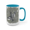 Orca Whale Tribal Spirit Grey Green Evergreen Ink Art Two-Tone Coffee Mugs 15Oz Mug