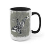 Orca Whale Tribal Spirit Grey Green Evergreen Ink Art Two-Tone Coffee Mugs 15Oz Mug