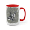 Orca Whale Tribal Spirit Grey Green Evergreen Ink Art Two-Tone Coffee Mugs 15Oz Mug