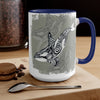 Orca Whale Tribal Spirit Grey Green Evergreen Ink Art Two-Tone Coffee Mugs 15Oz Mug