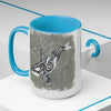 Orca Whale Tribal Spirit Grey Green Evergreen Ink Art Two-Tone Coffee Mugs 15Oz Mug