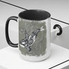 Orca Whale Tribal Spirit Grey Green Evergreen Ink Art Two-Tone Coffee Mugs 15Oz Mug