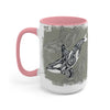Orca Whale Tribal Spirit Grey Green Evergreen Ink Art Two-Tone Coffee Mugs 15Oz / Pink Mug