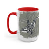 Orca Whale Tribal Spirit Grey Green Evergreen Ink Art Two-Tone Coffee Mugs 15Oz / Red Mug