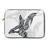 Orca Whale Tribal Tattoo Black White Laptop Sleeve 13
