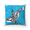Orca Whale Tribal Tattoo Blue Square Pillow 14X14 Home Decor