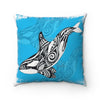 Orca Whale Tribal Tattoo Blue Square Pillow Home Decor