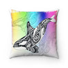 Orca Whale Tribal Tattoo Rainbow Square Pillow 14X14 Home Decor