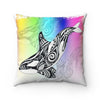 Orca Whale Tribal Tattoo Rainbow Square Pillow Home Decor
