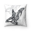 Orca Whale Tribal Tattoo White Square Pillow 14X14 Home Decor