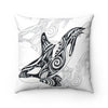 Orca Whale Tribal Tattoo White Square Pillow Home Decor