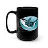 Orca Whale Tribal Teal Oval Black Mug 15Oz