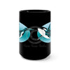 Orca Whale Tribal Teal Oval Black Mug 15Oz