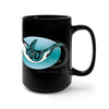 Orca Whale Tribal Teal Oval Black Mug 15Oz