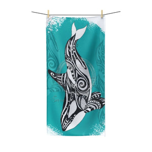 Orca Whale Tribal Teal Polycotton Towel 30 × 60 Home Decor