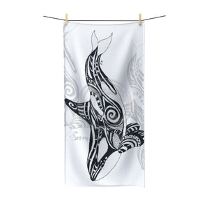 Orca Whale Tribal White Polycotton Towel 30 × 60 Home Decor