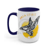 Orca Whale Tribal Yellow Spirit Ink Art Two-Tone Coffee Mugs 15Oz / Blue Mug