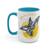 Orca Whale Tribal Yellow Spirit Ink Art Two-Tone Coffee Mugs 15Oz / Light Blue Mug