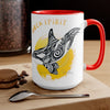 Orca Whale Tribal Yellow Spirit Ink Art Two-Tone Coffee Mugs 15Oz Mug