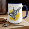 Orca Whale Tribal Yellow Spirit Ink Art Two-Tone Coffee Mugs 15Oz Mug