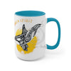 Orca Whale Tribal Yellow Spirit Ink Art Two-Tone Coffee Mugs 15Oz Mug