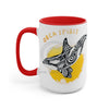 Orca Whale Tribal Yellow Spirit Ink Art Two-Tone Coffee Mugs 15Oz / Red Mug