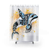Orca Whale Tribal Yellow Splash Ink Shower Curtain 71 × 74 Home Decor