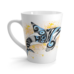 Orca Whale Tribal Yellow Splash Latte Mug 12Oz Mug