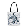 Orca Whale Vintage Map Ancient Blue Tote Bag Large Bags