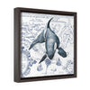 Orca Whale Vintage Map Blue Framed Premium Gallery Wrap Canvas 12 ×