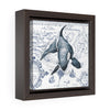 Orca Whale Vintage Map Blue Framed Premium Gallery Wrap Canvas 6 ×
