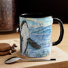 Orca Whale Vintage Map Breaching Watercolor Art Accent Coffee Mug 11Oz