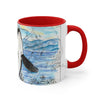 Orca Whale Vintage Map Breaching Watercolor Art Accent Coffee Mug 11Oz